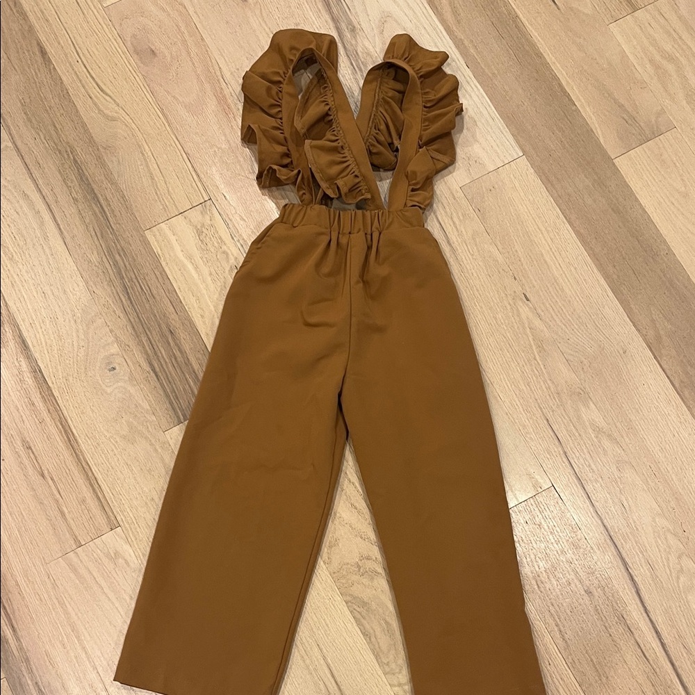 Chic Tan Ruffle Jumpsuit